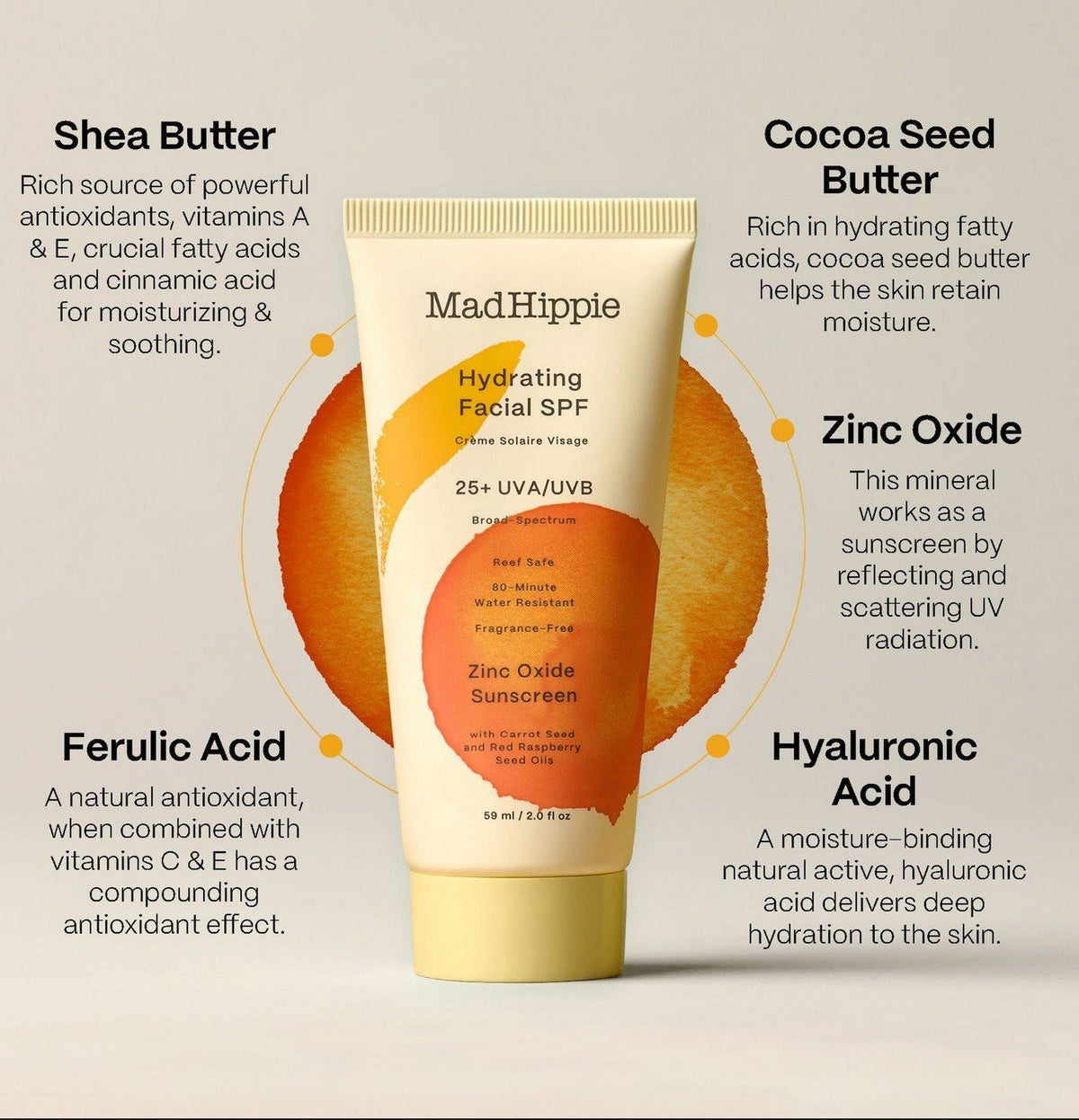 Mad Hippie Hydrating Facial SPF 25 2 oz Cream