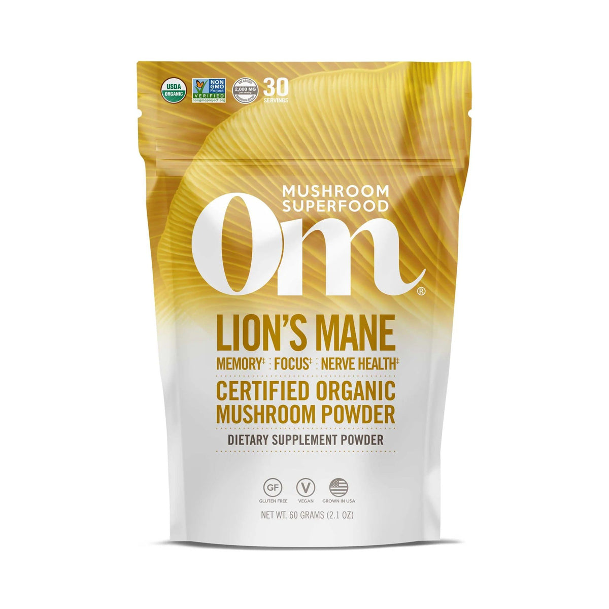 Om Mushrooms Lion&#39;s Mane Mushroom Superfood Powder 60g Powder