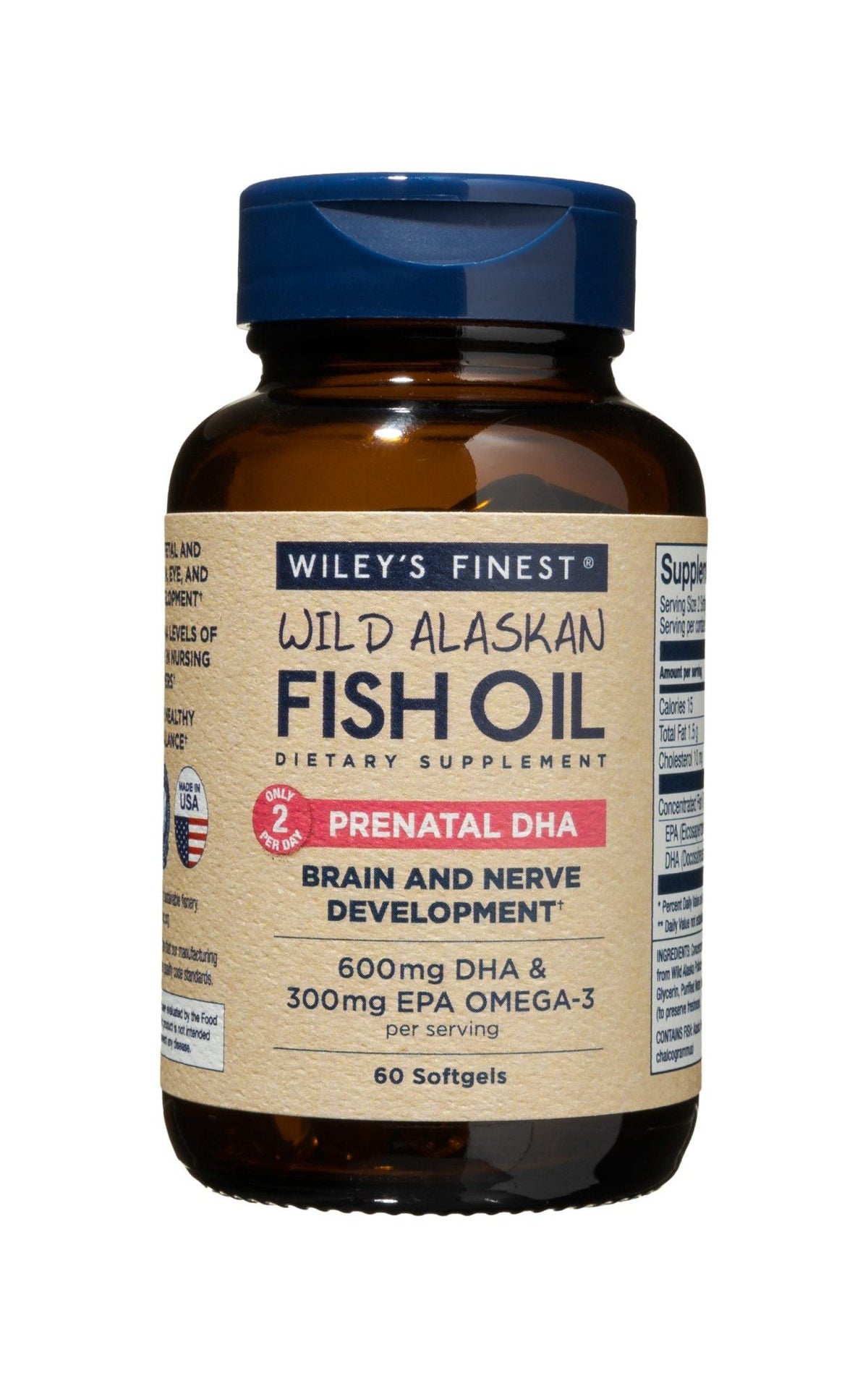 Wileys Finest Wild Alaskan Fish Oil Prenatal DHA 60 Softgel