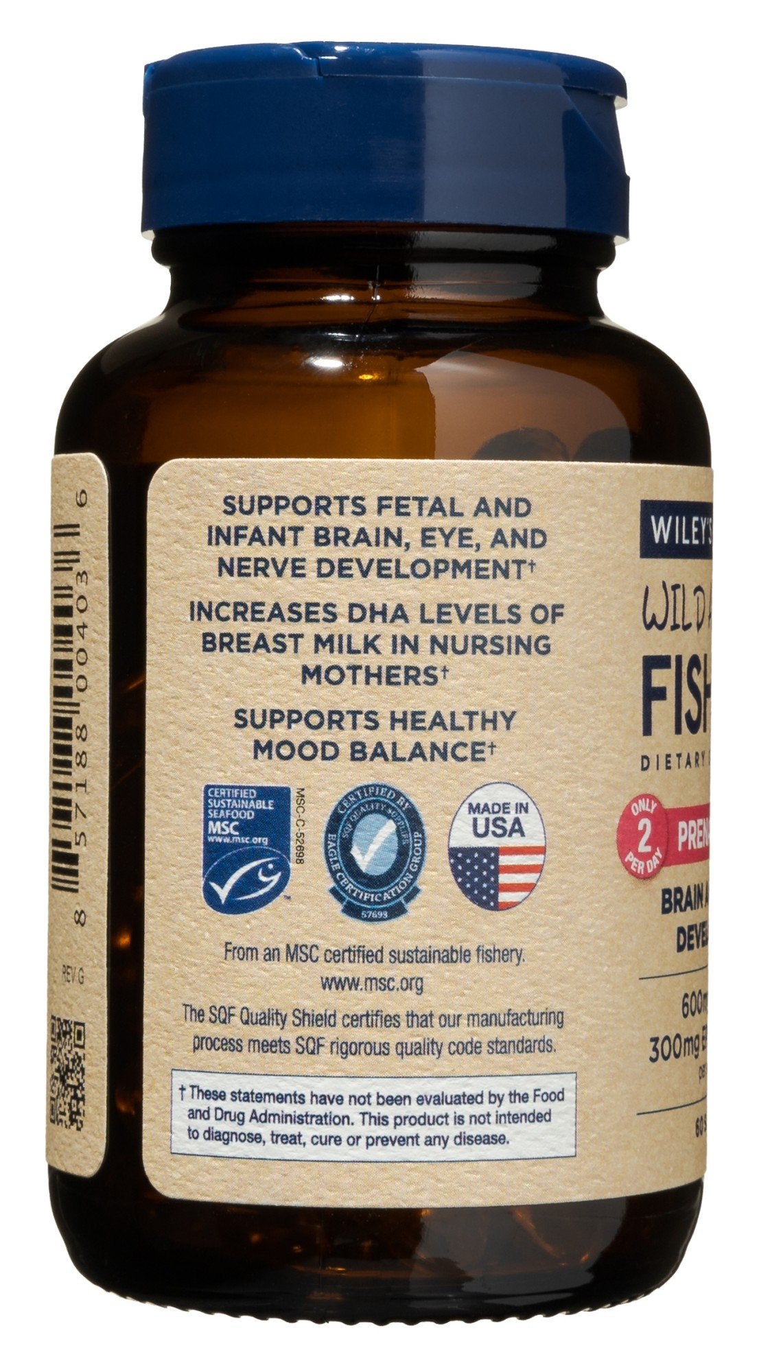 Wileys Finest Wild Alaskan Fish Oil Prenatal DHA 60 Softgel