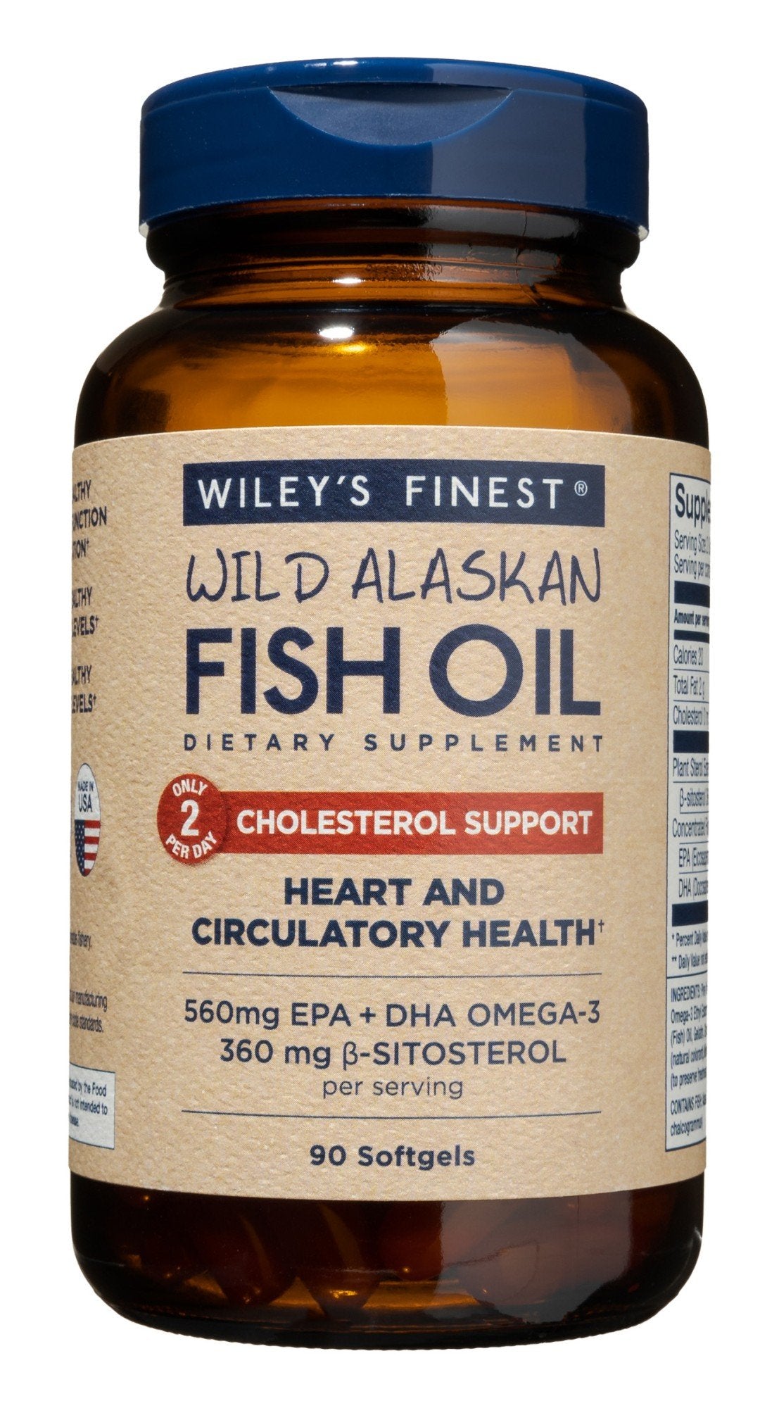 Wileys Finest Wild Alaska Fish Cholesterol Support 800 mg 90 Softgel