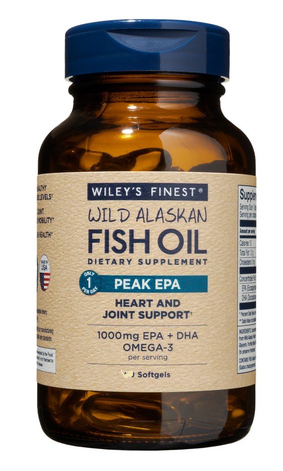 Wild Alaskan Fish Oil | Wiley&#39;s Finest | Heart Support | Joint Support | EPA | DHA | Omega-3 | 1 Per Day | Dietary Supplement | 120 Softgels | VitaminLife