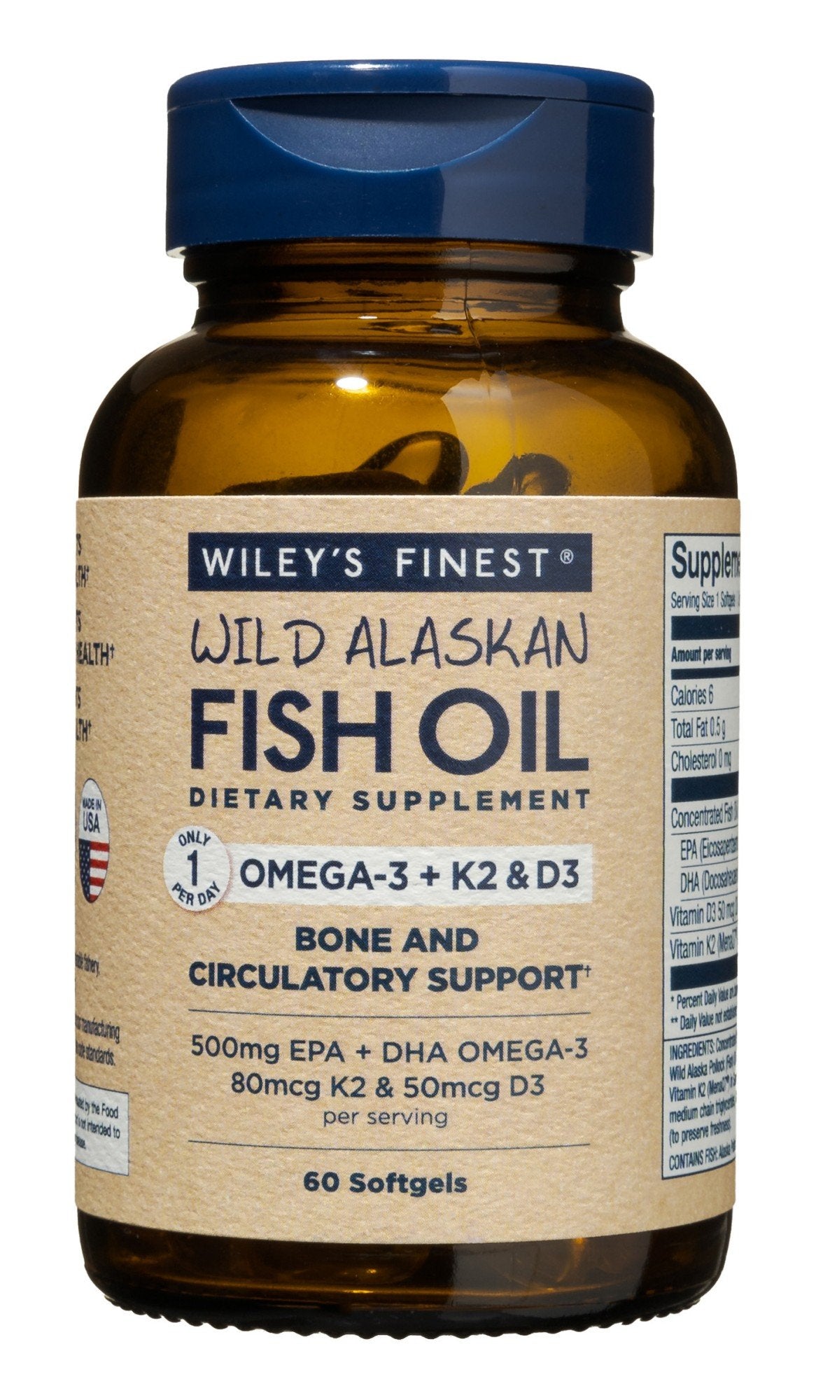 Wileys Finest Omega-3 + K2 & D3 60 Softgels