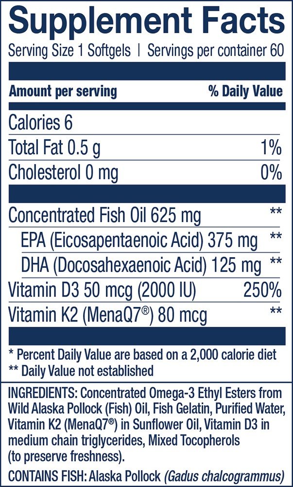 Wileys Finest Omega-3 + K2 &amp; D3 60 Softgels