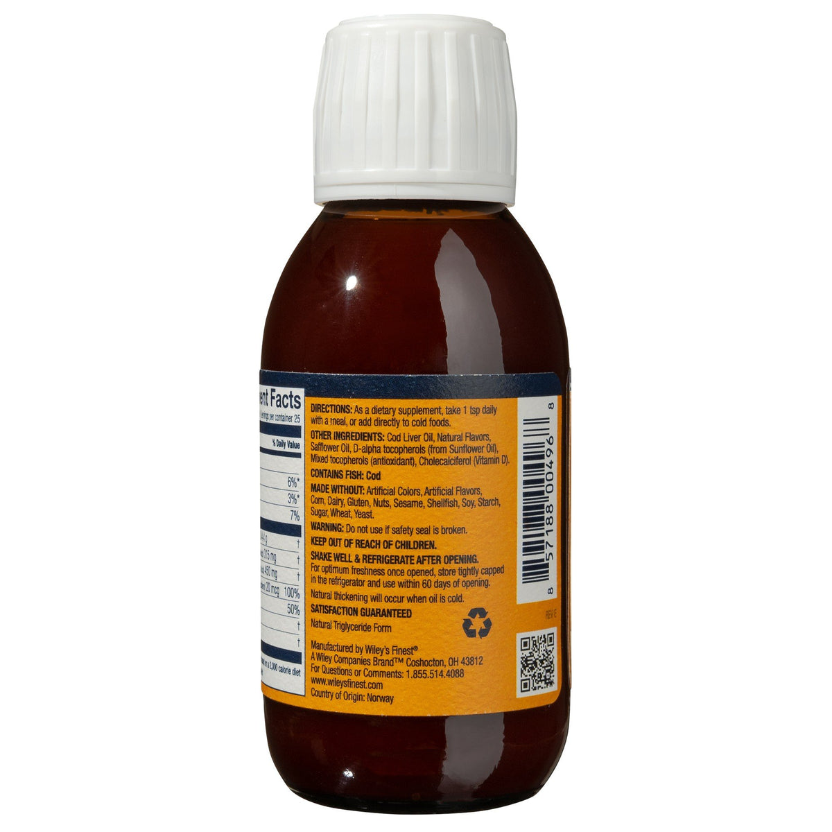 Wileys Finest Cod Liver Oil+ 25 Servings 4.23 oz Liquid