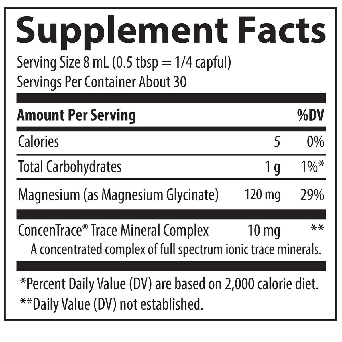 Trace Minerals Liquid Magnesium Glycinate 120mg 8 oz Liquid