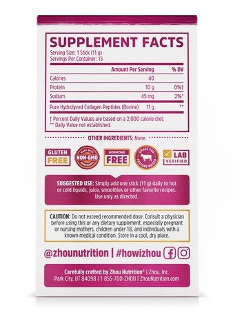Zhou Nutrition Collagen Peptides 15 Stick Pack Box