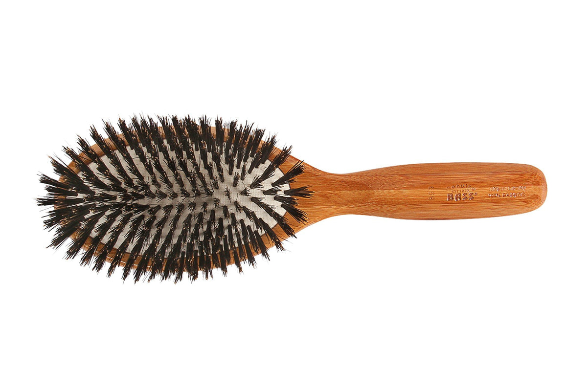 Bass Brushes Purse Size Oval Cushion 100% Wild Boar Bristles Light Wood Handle 1 Brush