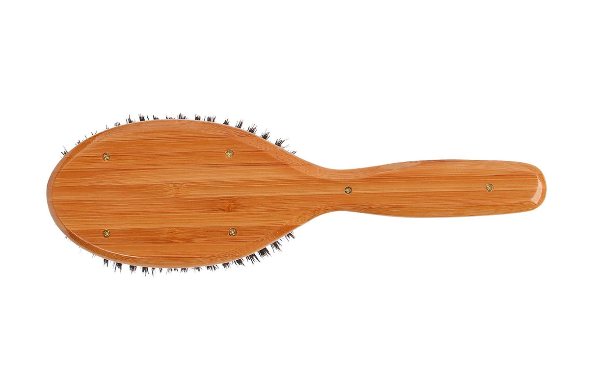 Bass Brushes Purse Size Oval Cushion 100% Wild Boar Bristles Light Wood Handle 1 Brush