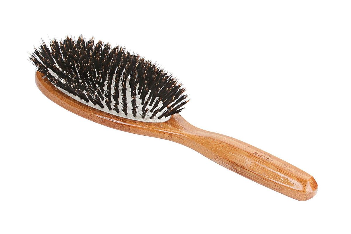 Bass Brushes Purse Size Oval Cushion 100% Wild Boar Bristles Light Wood Handle 1 Brush