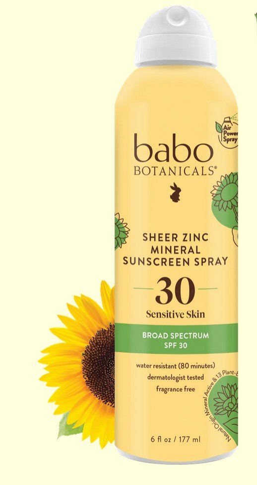 Babo Botanicals Sheer Zinc SPF 30 Continuous Spray Sunscreen 6 oz Spray