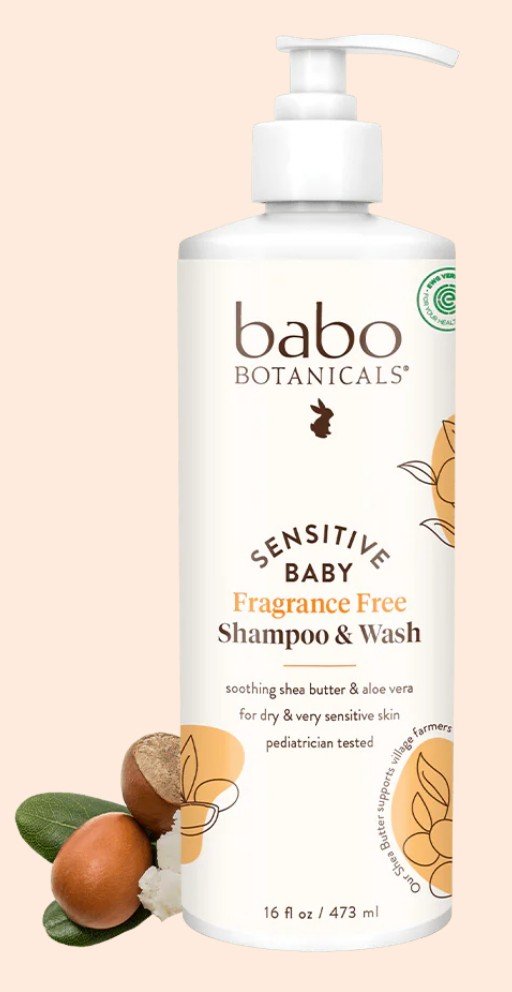 Babo Botanicals Sensitive Baby Fragrance Free Shampoo & Wash 16 oz Liquid