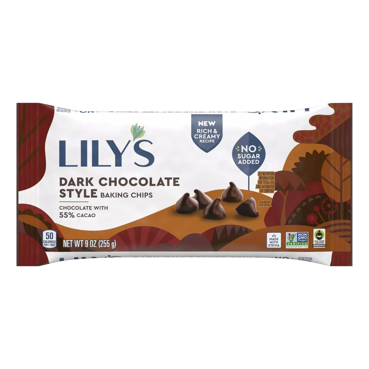 Lilys Sweets Dark Chocolate Style Baking Chips 9 oz Bag