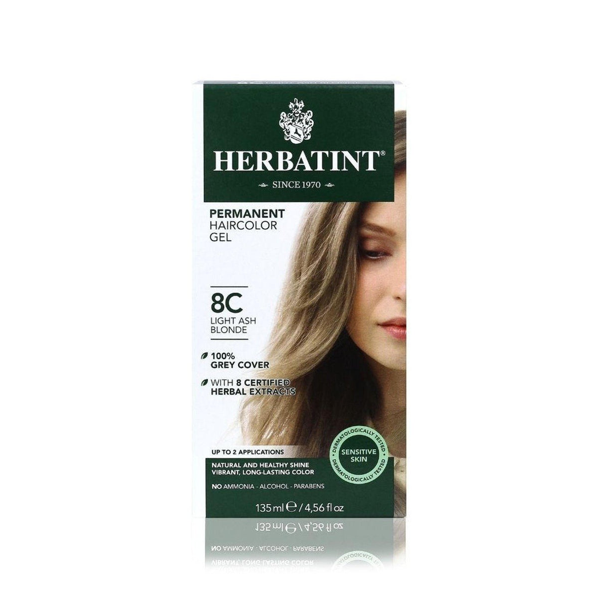 Herbatint 8C-Light Ash Blonde-Permanent Hair Color Gel 4.56 fl oz Liquid