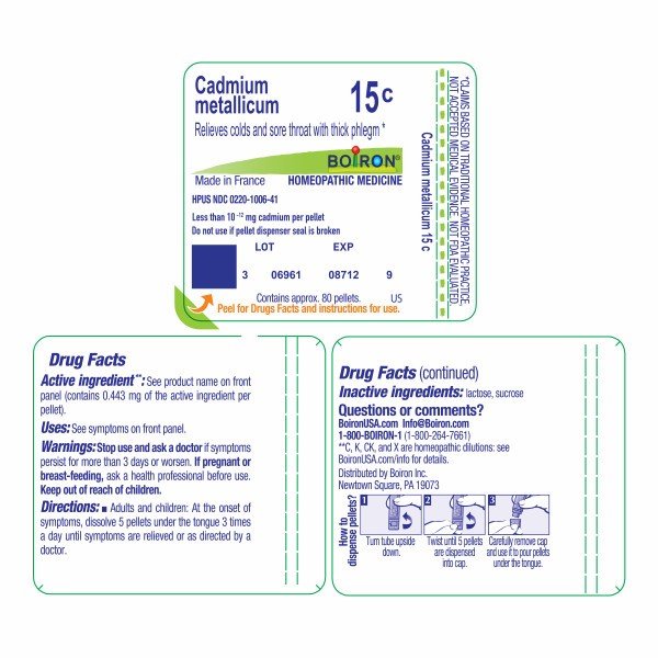 Boiron Cadmium Metallicum 15C Homeopathic Single Medicine For Cough, Cold &amp; Flu 80 Pellet