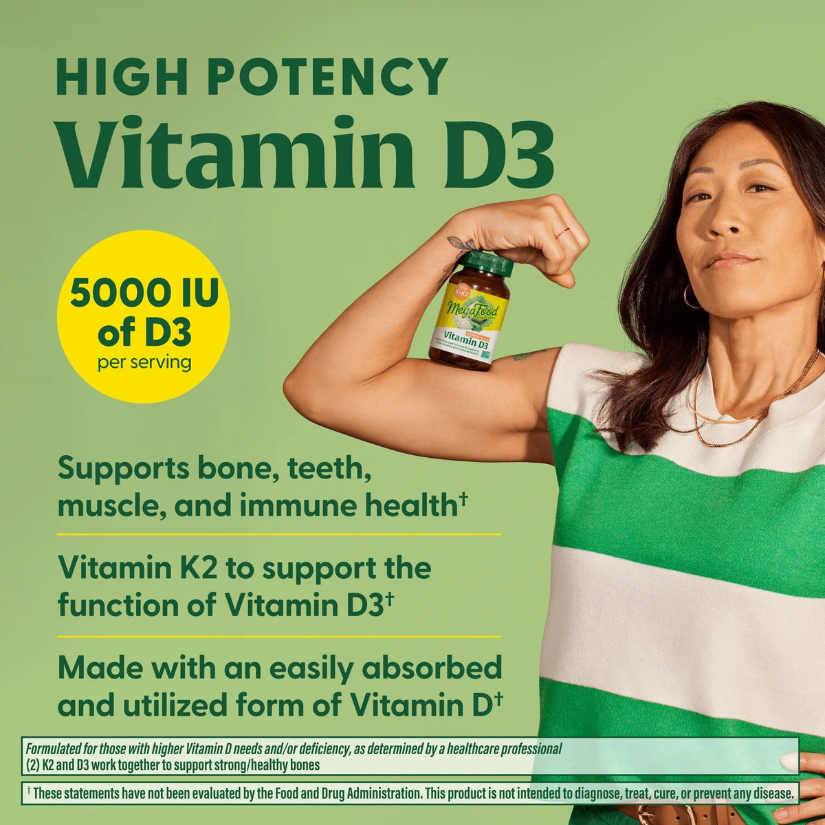 MegaFood Vitamin D3 5000 IU with K &amp; K2 60 Capsule