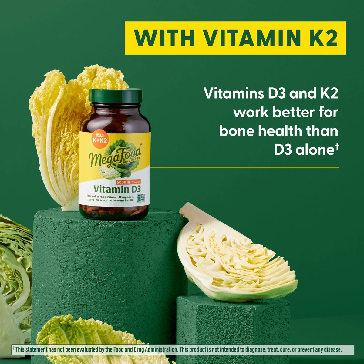 MegaFood Vitamin D3 5000 IU with K &amp; K2 60 Capsule