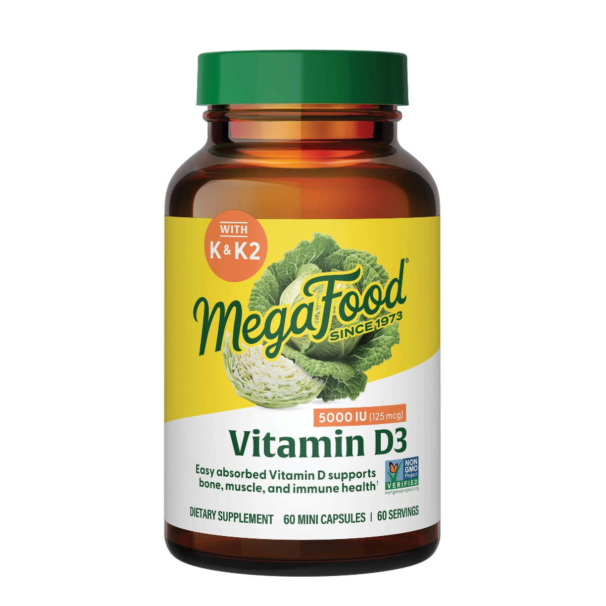 MegaFood Vitamin D3 5000 IU with K & K2 60 Capsule