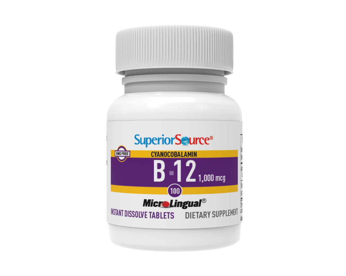 Superior Source No Shot B12 1000 mcg (as Cyanocobalamin) 100 Sublingual Tablet