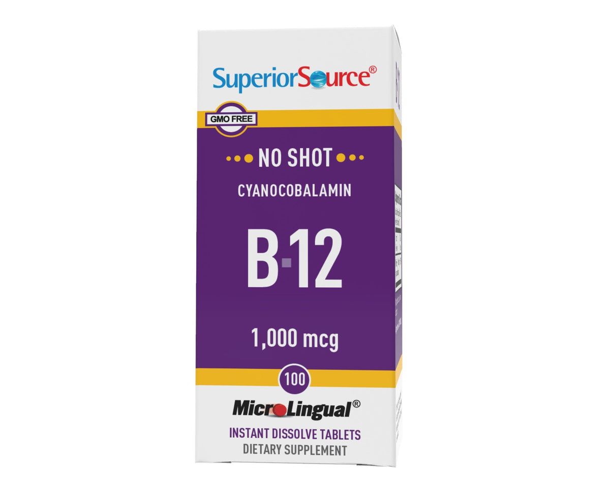 Superior Source No Shot B12 1000 mcg (as Cyanocobalamin) 100 Sublingual Tablet