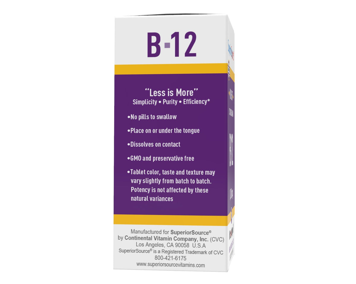 Superior Source No Shot B12 1000 mcg (as Cyanocobalamin) 100 Sublingual Tablet