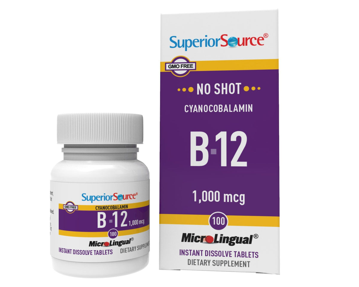 Superior Source No Shot B12 1000 mcg (as Cyanocobalamin) 100 Sublingual Tablet