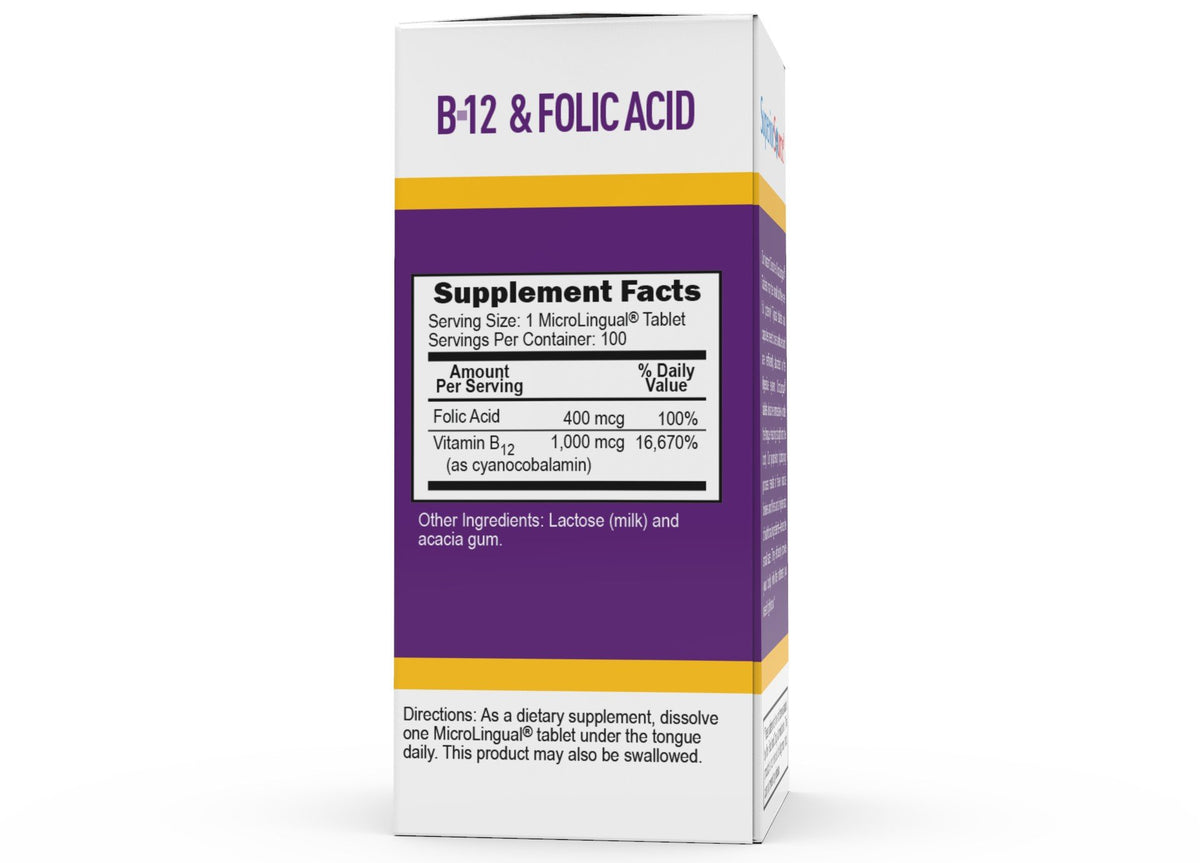 Superior Source NO SHOT B-12 1,000 mcg (as Cyanocobalamin) / Folic Acid 400 mcg 100 Sublingual Tablet