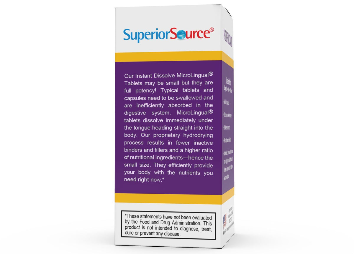 Superior Source NO SHOT B-12 1,000 mcg (as Cyanocobalamin) / Folic Acid 400 mcg 100 Sublingual Tablet