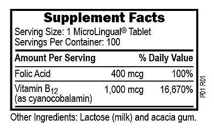 Superior Source NO SHOT B-12 1,000 mcg (as Cyanocobalamin) / Folic Acid 400 mcg 100 Sublingual Tablet