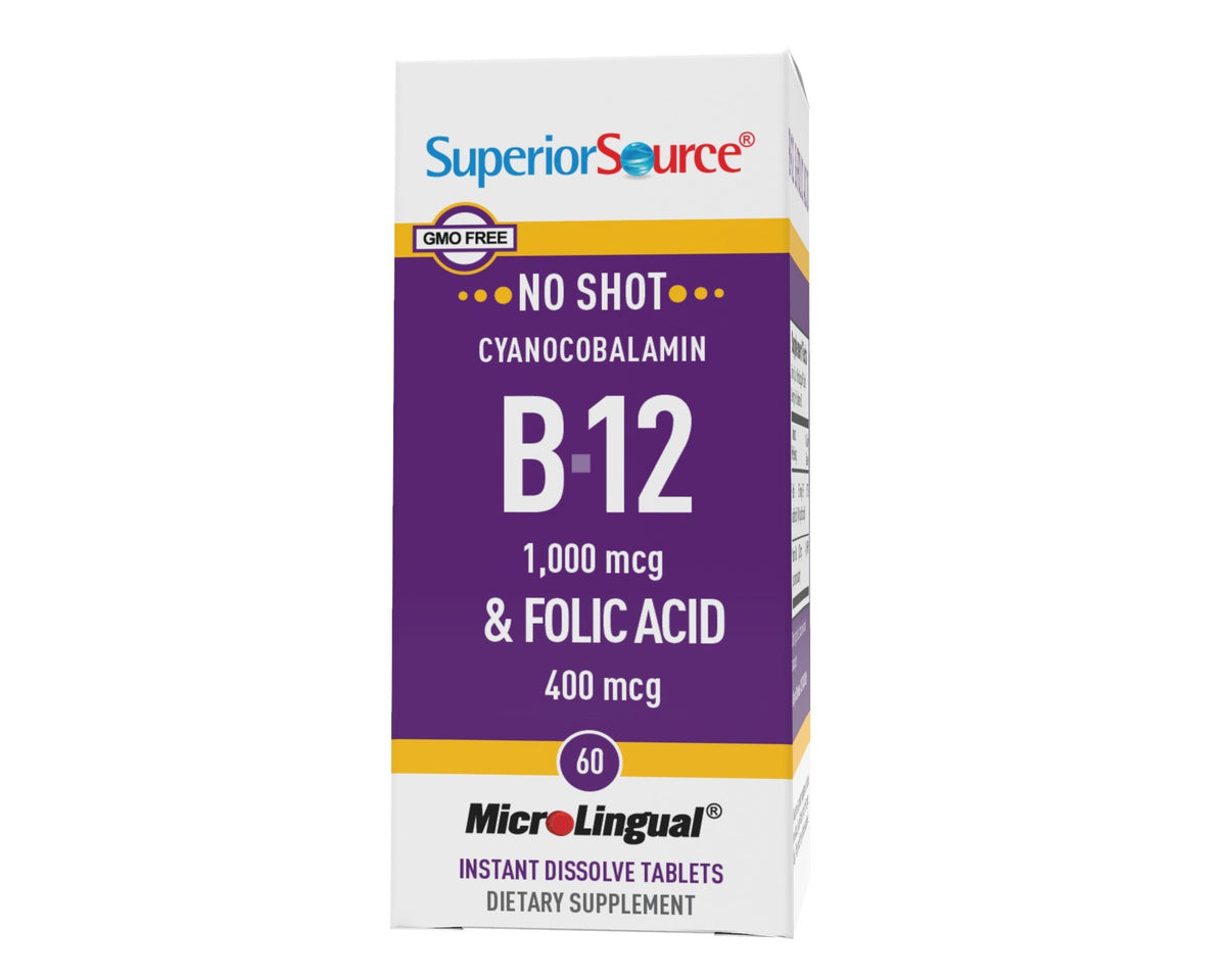 Superior Source No Shot B12 1000 mcg / Folic Acid 400 mcg 60 Sublingual Tablet