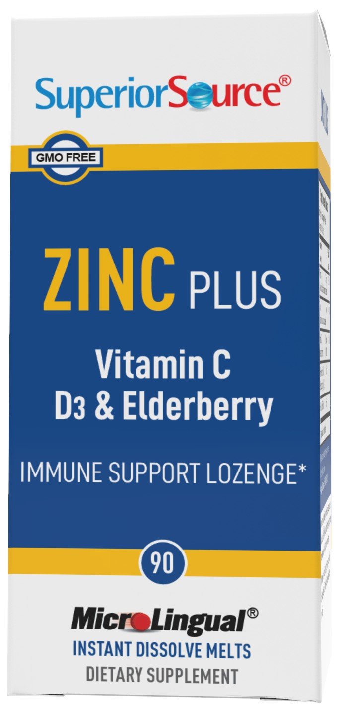 Superior Source Zinc Plus Vitamin C, D3 &amp; Elderberry Immune Support 90 Sublingual Tablet