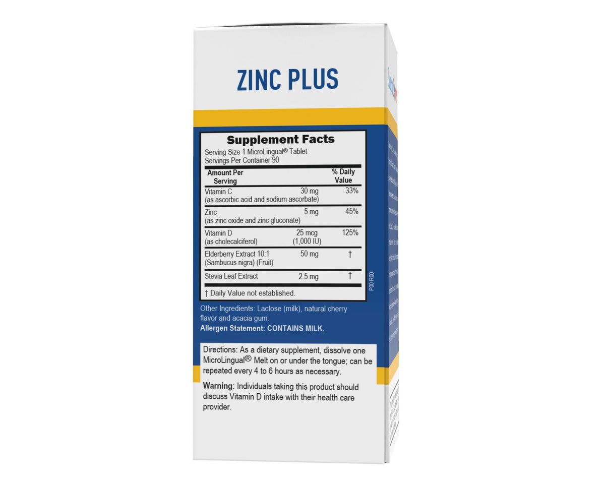 Superior Source Zinc Plus Vitamin C, D3 &amp; Elderberry Immune Support 90 Sublingual Tablet