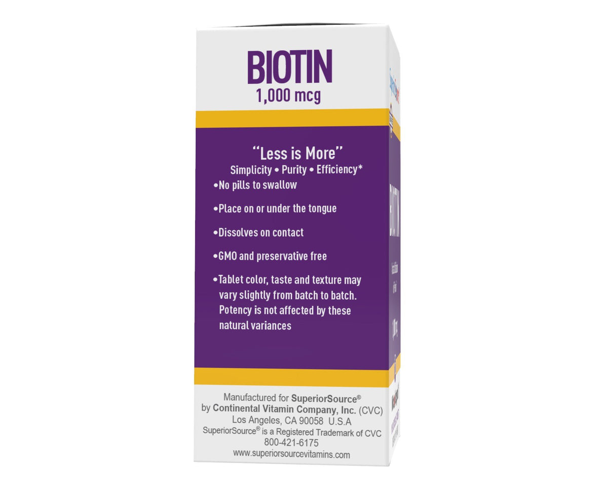 Superior Source Biotin 1,000mcg 100 Sublingual Tablet