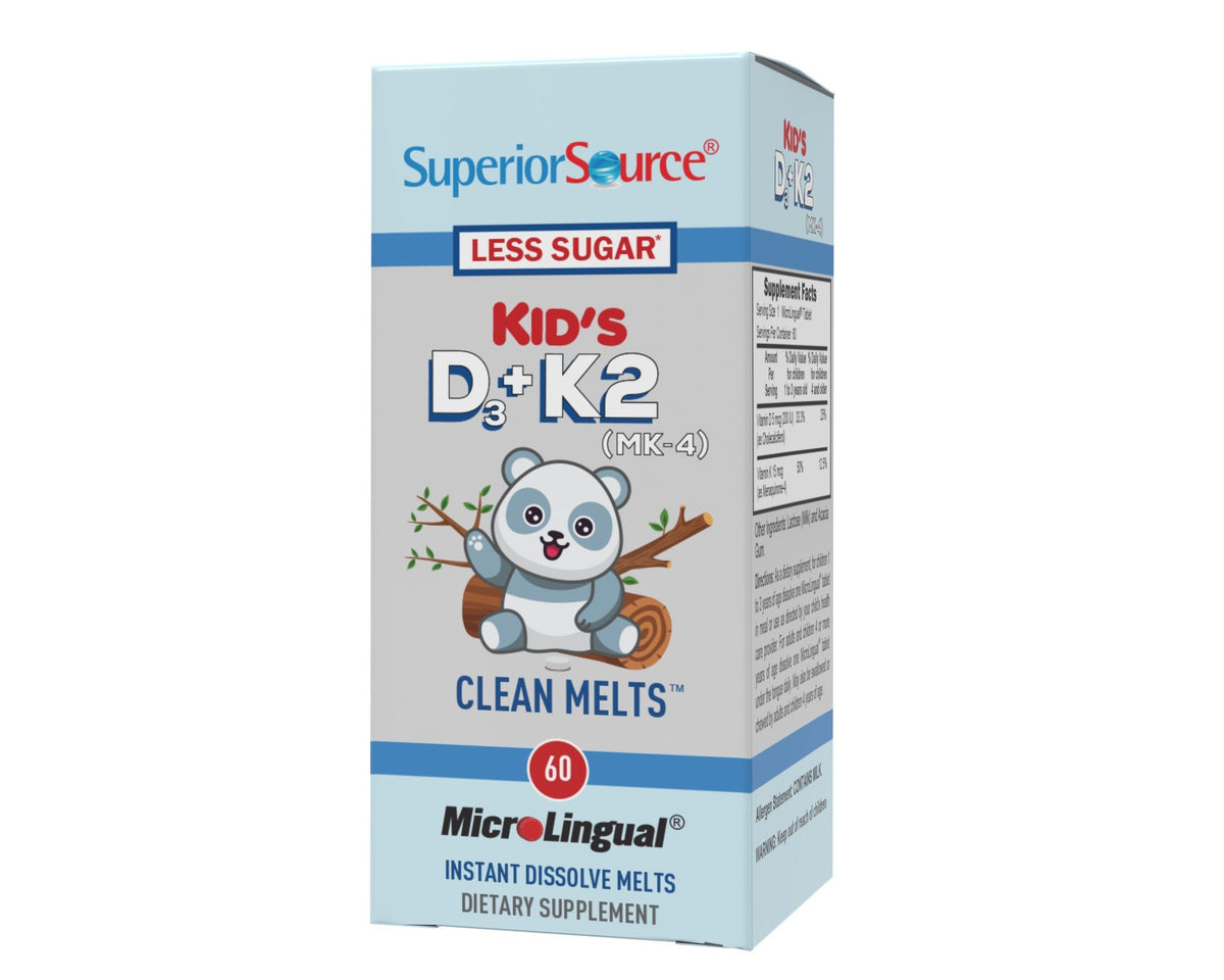 Superior Source Kid's D3 + K2 (Mk4) Clean Melts 60 Sublingual Tablet