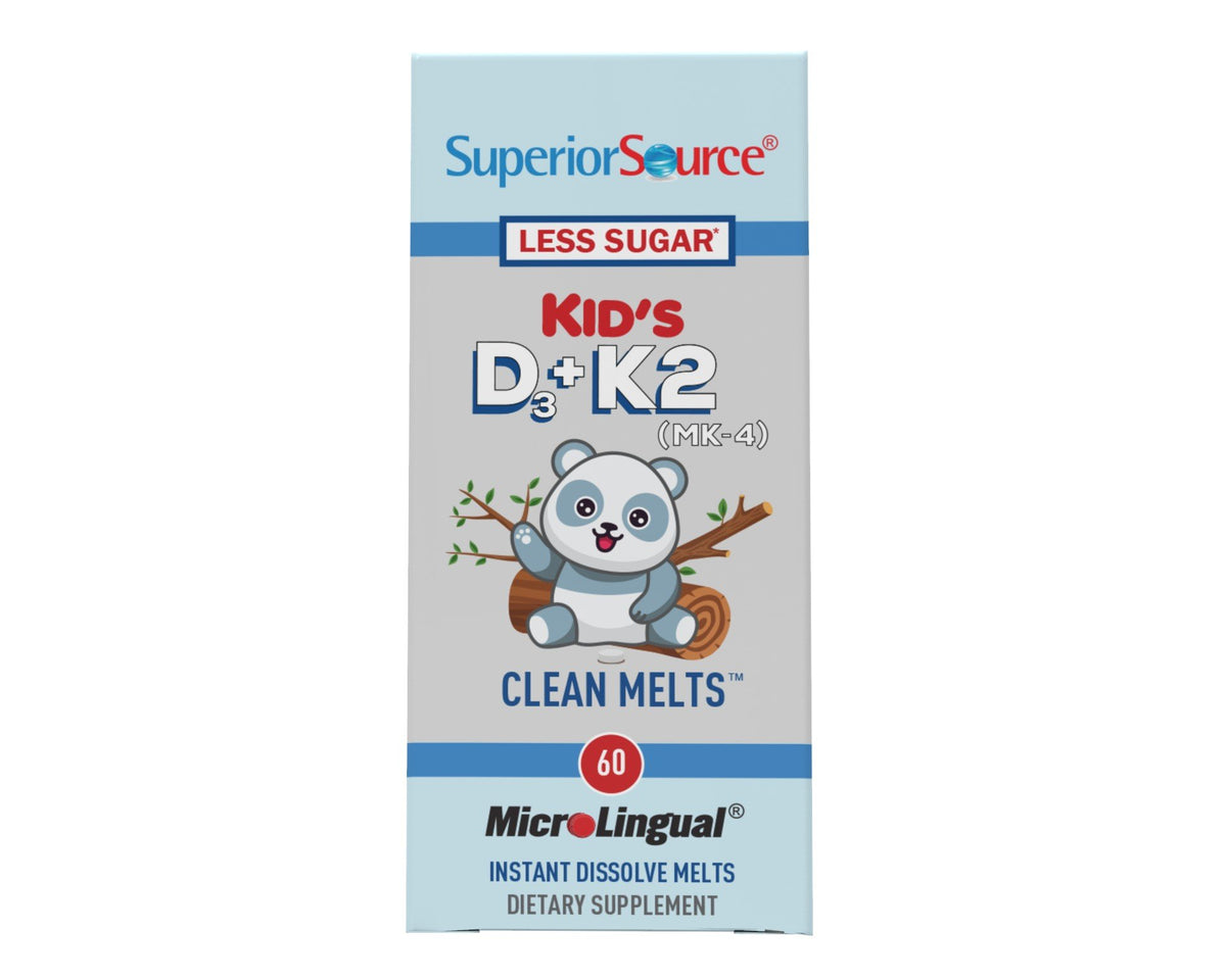 Superior Source Kid&#39;s D3 + K2 (Mk4) Clean Melts 60 Sublingual Tablet