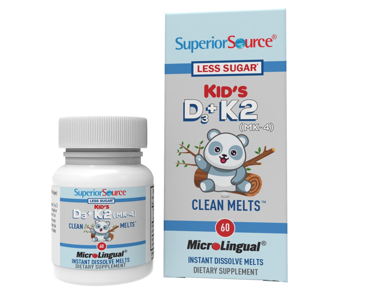 Superior Source Kid&#39;s D3 + K2 (Mk4) Clean Melts 60 Sublingual Tablet