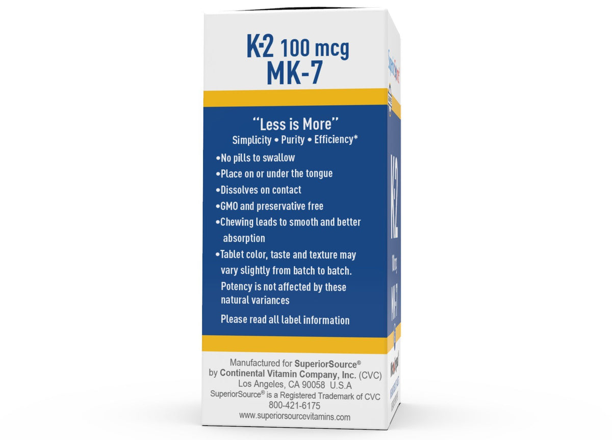 Superior Source Vitamin K2 100 mcg MK7 60 Sublingual Tablet