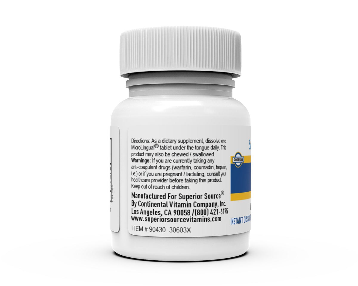 Superior Source Vitamin K2 100 mcg MK7 60 Sublingual Tablet