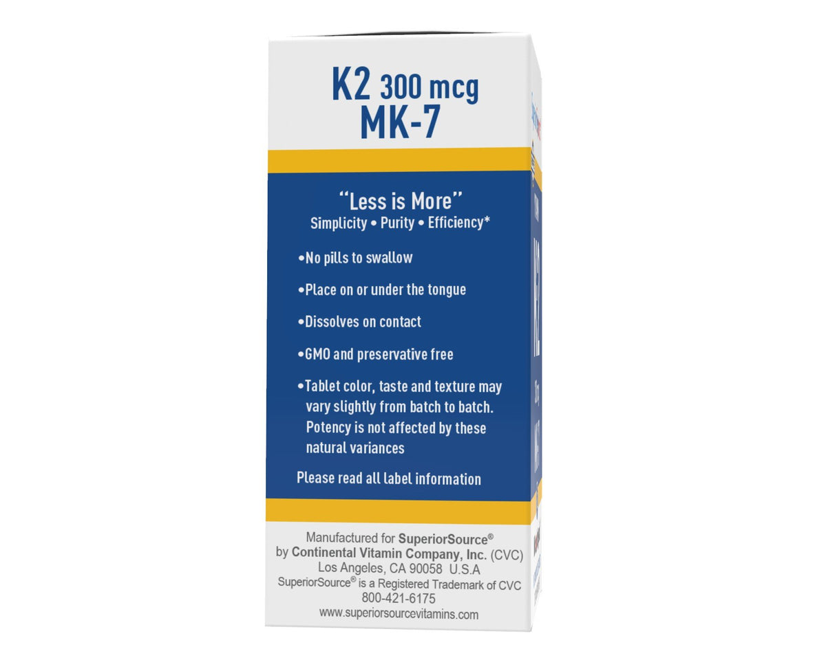 Superior Source Vitamin K2 300 mcg (Mk7) 60 Sublingual Tablet