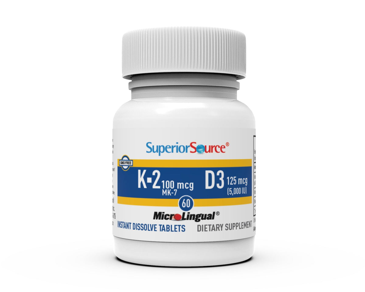 Superior Source K-2 100 mcg (MK-7) with D3 5,000 IU 60 Sublingual Tablet