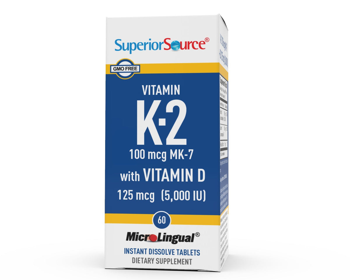 Superior Source K-2 100 mcg (MK-7) with D3 5,000 IU 60 Sublingual Tablet