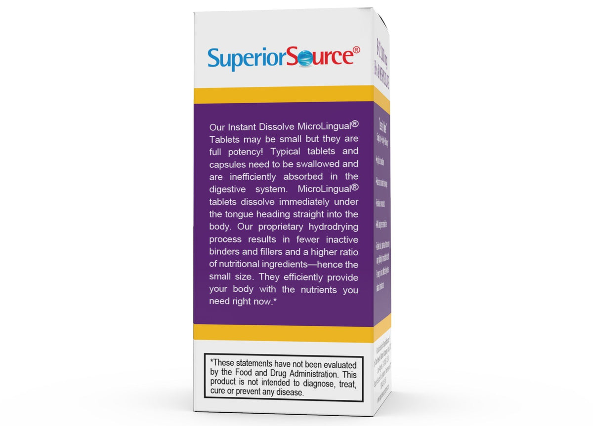 Superior Source No Shot Methyl B12 2,000 mcg B6 (P-5-p)/methylfolate 1200 mcg 60 Sublingual Tablet