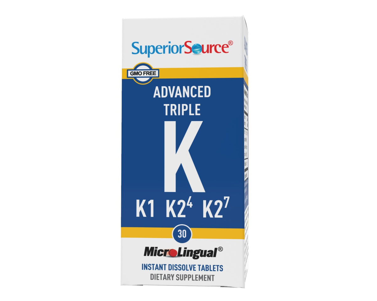 Superior Source Triple K (500 mcg K1 / 500 mcg K2-MK4 / 50 mcg K2-MK7) 30 Sublingual Tablet