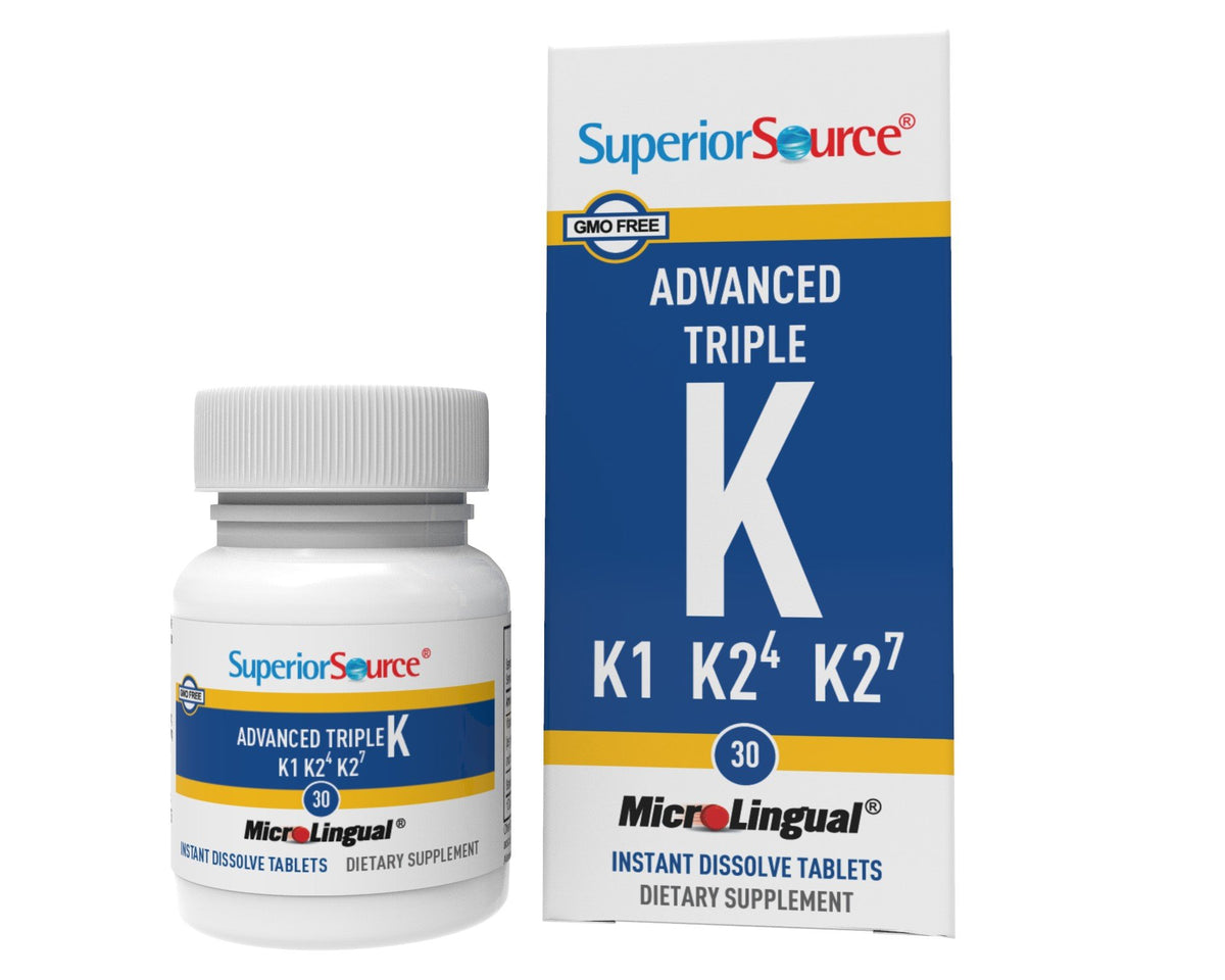 Superior Source Triple K (500 mcg K1 / 500 mcg K2-MK4 / 50 mcg K2-MK7) 30 Sublingual Tablet