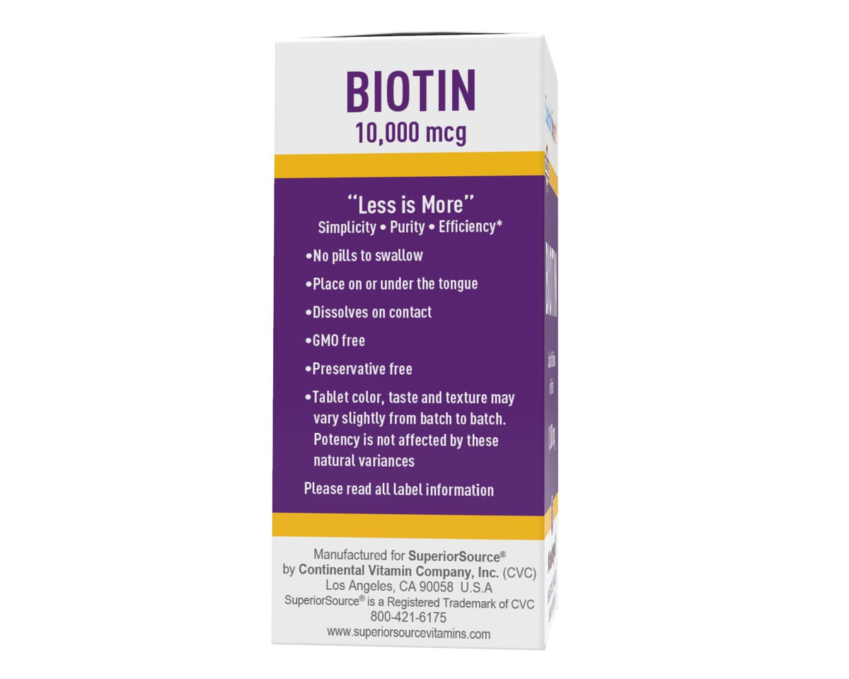 Superior Source Biotin 10,000 mcg 60 Sublingual Tablet