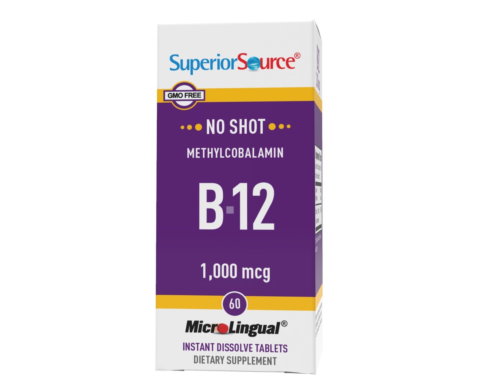 Superior Source No Shot Methylcobalamin B12 1,000 mcg 60 Sublingual Tablet