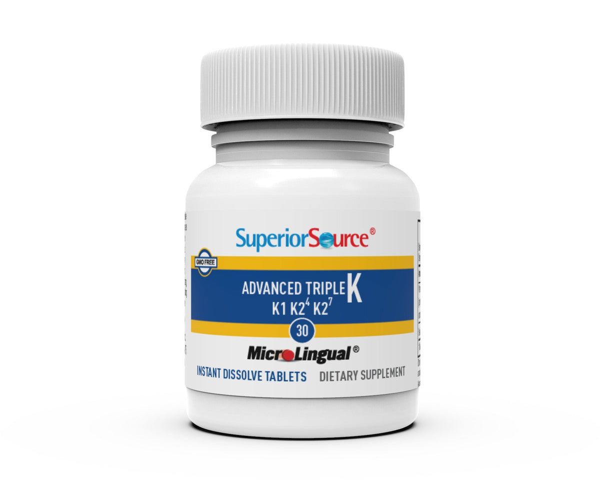 Superior Source Triple K (500 mcg K1 / 500 mcg K2-MK4 / 50 mcg K2-MK7) 30 Sublingual Tablet