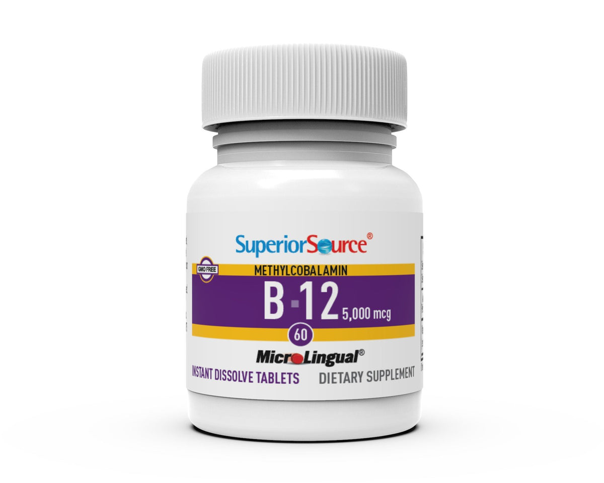 Superior Source No Shot Methylcobalamin B12 5000 mcg 60 Sublingual Tablet