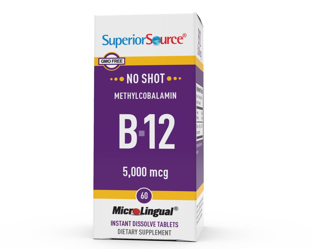 Superior Source No Shot Methylcobalamin B12 5000 mcg 60 Sublingual Tablet