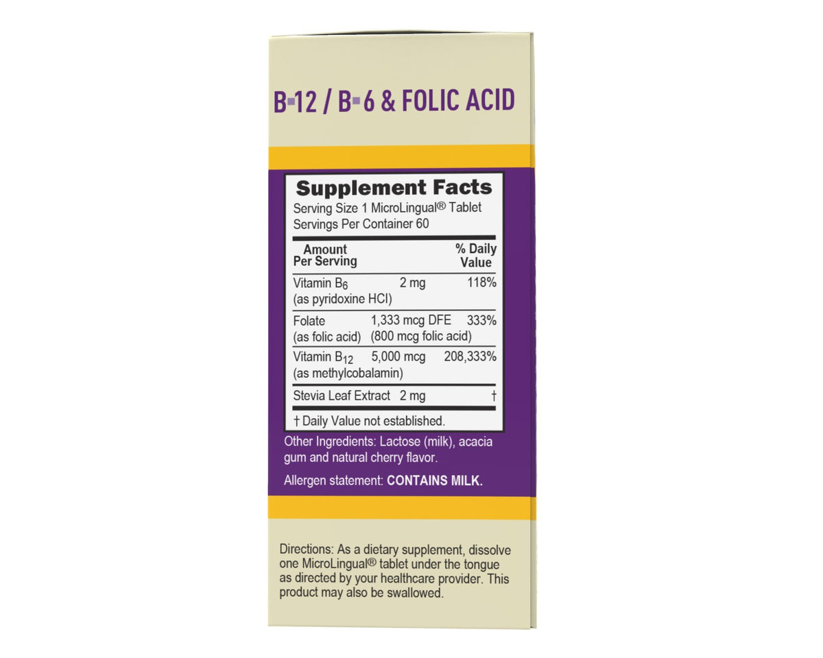 Superior Source No Shot Methylcobalamin B12 5000 mcg/B6/Folic Acid 800mcg 60 Sublingual Tablet